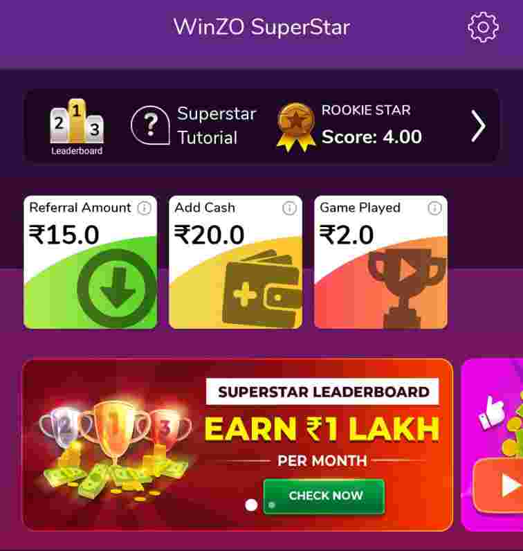 winzo superstar money earning game