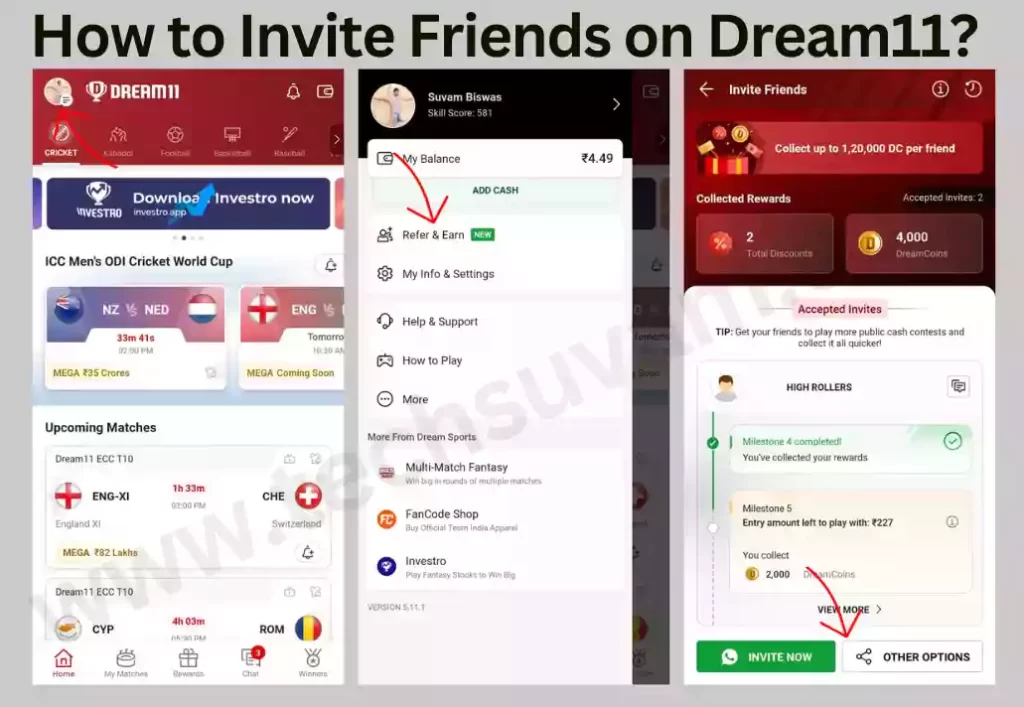 How to Invite Friends on Dream11