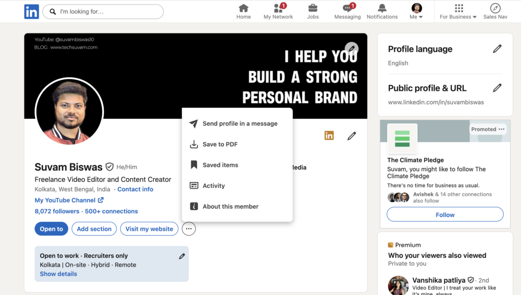 How To Share LinkedIn Profile Link From PC